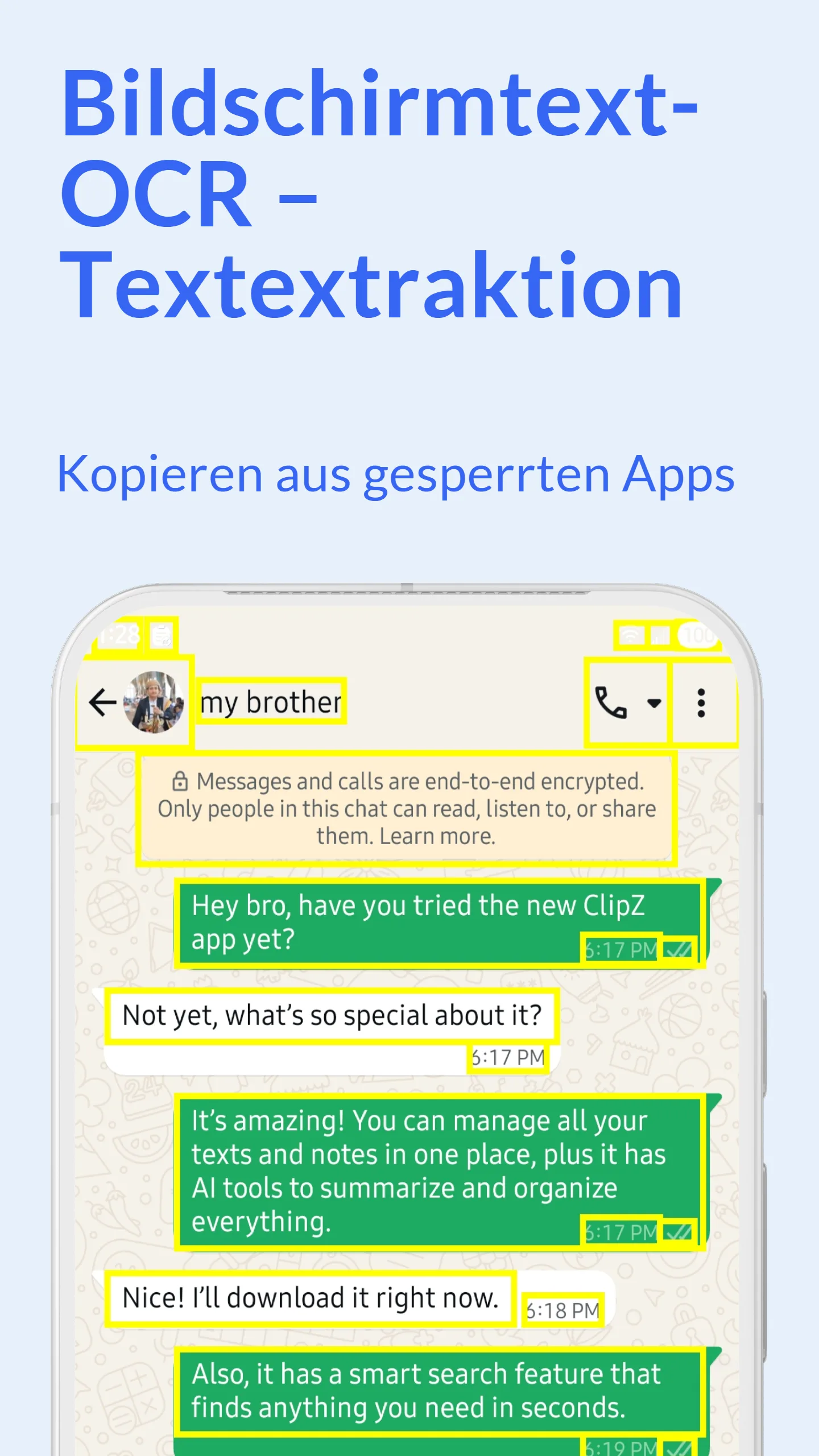 ClipZ Screen Scanner OCR zeigt Zugriffsmethoden wie Floating Bubble und Quick Settings