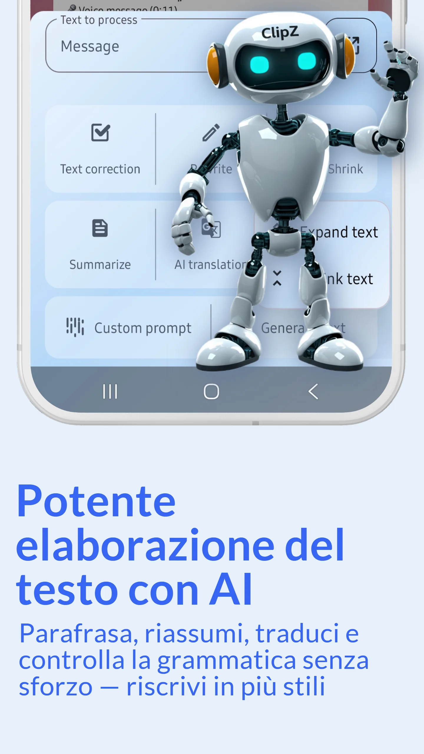 Interfaccia Strumenti AI ClipZ e Parafrasi IA