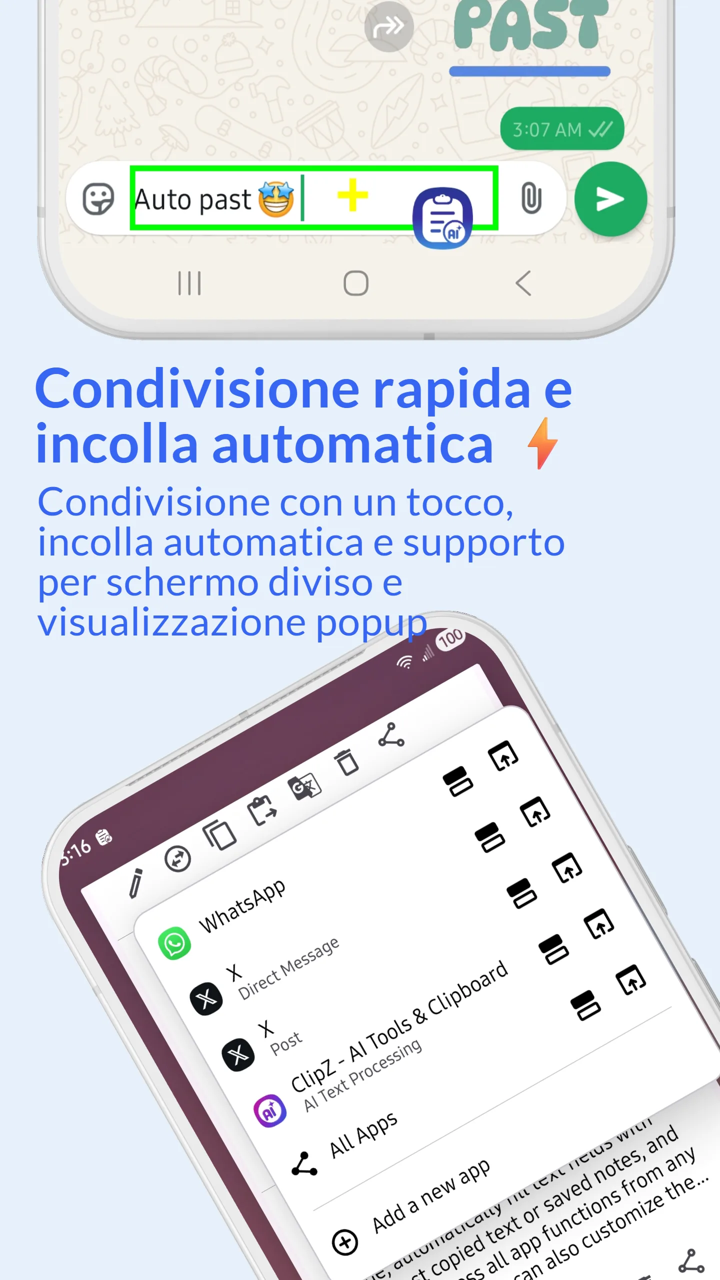 ClipZ Condivisione in Split Screen, Finestra Pop-up per accesso rapido agli appunti